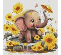 Awesocrafts Cross Stitch Stamped Kits Calf Elephant Flower Easy Patterns Cross Stitching Embroidery Needlework Kit Supplies