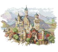 Awesocrafts Cross Stitch Stamped Kits Castles Easy Patterns Cross Stitching Embroidery Needlework Kit Supplies 14CT 2 Strands