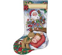 Awesocrafts Cross Stitch Stamped Kits Christmas Stocking-Dream Santa Claus Easy Patterns Cross Stitching Embroidery Needlework Kit Supplies (Santa Claus)