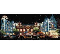 Awesocrafts Cross Stitch Stamped Kits Coffee City Night View Easy Patterns Cross Stitching Embroidery Needlework Kit Supplies 14CT 2 Strands