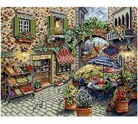 Awesocrafts Cross Stitch Stamped Kits Coffee Shop Easy Patterns Cross Stitching Embroidery Needlework Kit Supplies 14CT 2 Strands