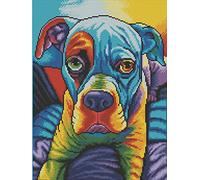 Awesocrafts Cross Stitch Stamped Kits Colourful Bulldog Dog Easy Patterns Cross Stitching Embroidery Needlework Kit Supplies (Bulldog)