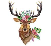 Awesocrafts Cross Stitch Stamped Kits Deer Easy Patterns Cross Stitching Embroidery Needlework Kit Supplies (Deer)
