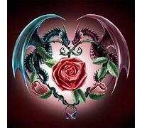Awesocrafts Cross Stitch Stamped Kits Dragons with Rose Flowers Easy Patterns Cross Stitching Embroidery Needlework Kit Supplies (Dragon)