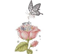 Awesocrafts Cross Stitch Stamped Kits Flower Pollination Butterfly Easy Patterns Cross Stitching Embroidery Needlework Kit Supplies (Flower)