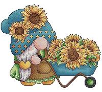 Awesocrafts Cross Stitch Stamped Kits Gnome with Sunflowers Easy Patterns Cross Stitching Embroidery Needlework Kit Supplies
