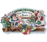 Awesocrafts Cross Stitch Stamped Kits God Bless Our Home Easy Patterns Cross Stitching Embroidery Needlework Kit Supplies 14CT 2 Strands