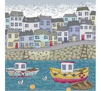Awesocrafts Cross Stitch Stamped Kits Harbor Town Boat Seaside Easy Patterns Cross Stitching Embroidery Needlework Kit Supplies 14CT 2 Strands