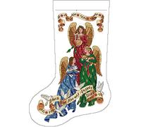 Awesocrafts Cross Stitch Stamped Kits Herald Angels Stocking Easy Patterns Cross Stitching Embroidery Needlework Kit Supplies 14CT 2 Strands