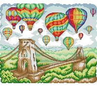 Awesocrafts Cross Stitch Stamped Kits Hot Air Balloon on the Bridge Easy Patterns Cross Stitching Embroidery Needlework Kit Supplies