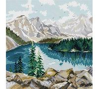 Awesocrafts Cross Stitch Stamped Kits Lakes Under The Snowy Mountains Easy Patterns Cross Stitching Embroidery Needlework Kit Supplies