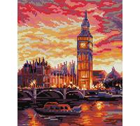 Awesocrafts Cross Stitch Stamped Kits London Clock Tower Big Ben Easy Patterns Cross Stitching Embroidery Needlework Kit Supplies (Big Ben)