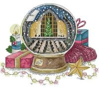 Awesocrafts Cross Stitch Stamped Kits Magic Crystal Ball Christmas Tree Candle Easy Patterns Cross Stitching Embroidery Needlework Kit Supplies 14CT 2 Strands