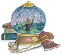 Awesocrafts Cross Stitch Stamped Kits Magic Crystal Ball Wizard Books Wand Easy Patterns Cross Stitching Embroidery Needlework Kit Supplies 14CT 2 Strands