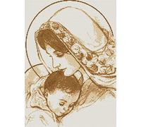 Awesocrafts Cross Stitch Stamped Kits Mother and Son Easy Patterns Cross Stitching Embroidery Needlework Kit Supplies 14CT 2 Strands (Mother)