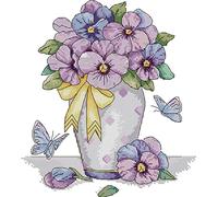 Awesocrafts Cross Stitch Stamped Kits Purple Vase Easy Patterns Cross Stitching Embroidery Needlework Kit Supplies