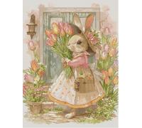 Awesocrafts Cross Stitch Stamped Kits Rabbit Easy Patterns Cross Stitching Embroidery Needlework Kit Supplies 14CT 2 Strands