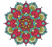 Awesocrafts Cross Stitch Stamped Kits Red Mandala Flowers Easy Patterns Cross Stitching Embroidery Needlework Kit Supplies (Mandala #2)