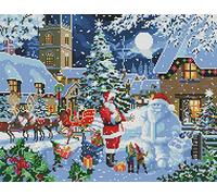 Awesocrafts Cross Stitch Stamped Kits Santa Claus Easy Patterns Cross Stitching Embroidery Needlework Kit Supplies