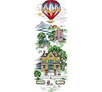 Awesocrafts Cross Stitch Stamped Kits Small Town Hot Air Balloon Easy Patterns Cross Stitching Embroidery Needlework Kit Supplies (Balloon)