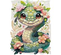 Awesocrafts Cross Stitch Stamped Kits Snake of The Chinese Zodiac Easy Patterns Cross Stitching Embroidery Needlework Kit Supplies 14CT 2 Strands