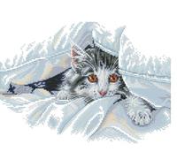 Awesocrafts Cross Stitch Stamped Kits Steal a Glance Cat Easy Patterns Cross Stitching Embroidery Needlework Kit Supplies