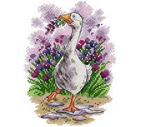 Awesocrafts Cross Stitch Stamped Kits Summer Lavender Goose Easy Patterns Cross Stitching Embroidery Needlework Kit Supplies