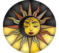 Awesocrafts Cross Stitch Stamped Kits Sun and Moon Face Easy Patterns Cross Stitching Embroidery Needlework Kit Supplies (Sun)