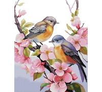 Awesocrafts Cross Stitch Stamped Kits Two Little Birds Easy Patterns Cross Stitching Embroidery Needlework Kit Supplies 14CT 2 Strands