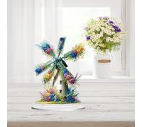 Awesocrafts Diamond Art Table Top Ornaments Color Windmill, 5D Diamond Painting Tabletop Decorations Special Shape Crystal Art Christmas Desktop Decor (Color windmill)