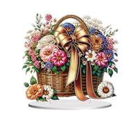 Awesocrafts Diamond Art Table Top Ornaments Flowers, 5D Diamond Painting Tabletop Decorations Special Shape Crystal Art Christmas Desktop Decor (Flowers)