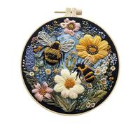 Awesocrafts Embroidery Kit, Bees Flowers Full Range of Embroidery Starter Kits for Beginners Adults DIY Handmade Easy Patterns (Bee 3)