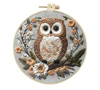 Awesocrafts Embroidery Kit, Cool Owl Flower Branch Full Range of Embroidery Starter Kits for Beginners Adults DIY Handmade Easy Patterns (Cool Owl)
