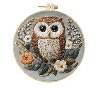 Awesocrafts Embroidery Kit, Majestic Owl Flower Full Range of Embroidery Starter Kits for Beginners Adults DIY Handmade Easy Patterns (Majestic Owl)