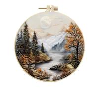 Awesocrafts Embroidery Kit, Mountain River Moonlight Full Range of Embroidery Starter Kits for Beginners Adults DIY Handmade Easy Patterns (Moonlight)