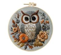 Awesocrafts Embroidery Kit, Smiling Owl Flower Full Range of Embroidery Starter Kits for Beginners Adults DIY Handmade Easy Patterns (Smiling Owl)
