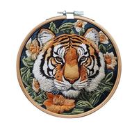 Awesocrafts Embroidery Kit, Tiger FlowersFull Range of Embroidery Starter Kits for Beginners Adults DIY Handmade Easy Patterns (Tiger)