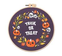 Awesocrafts Embroidery Kit, Trick or Treat Full Range of Embroidery Starter Kits for Beginners Adults Kids DIY Cross Stitch Handmade Easy Patterns (Halloween)
