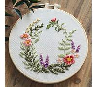 Awesocrafts Embroidery Kit, Wreath Lavender Plants Full Range of Embroidery Starter Kits for Beginners Adults Kids DIY Handmade Easy Patterns (Lavender)