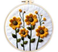 Awesocrafts Needle Felting Kits Sunflower for Beginners Including Wool Roving, Embroidery Hoop, Wool Felting Tools, Great for Make Gifts Home Decor (Sunflower)