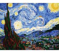 Awesocrafts Paint by Numbers Kits, Starry Night by Van Gogh Number Painting for Adults and Kids 16x20 inch Framed or Not (Starry Night, No Frame)
