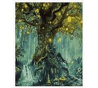 Awesocrafts Paint by Numbers Kits, Tree of Life, Psychedelic Firefly Enchanted Forest Number Painting for Adults 16x20 inch (Tree of Life, No Frame)