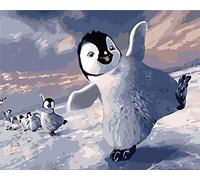 Awesocrafts Paint by Numbers Penguin Family Ice and Snow World 40 x 50 cm DIY Oil Painting for Adults Children (Cute Penguins, without Frame)