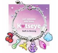awesohome Bracelets Inspired by KATSEYE Merch for Fans, Guardian Shield, Limitless Key, Stellar Tiara, Dual Cherry, Dream Anchor, Soothing Shell with Pink K-pop Style Card for Concert Outfits Gifts