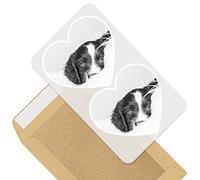 Awesome 2 x Heart Stickers 10 cm - BW - Cute Spaniel Puppy Dog Animals Pets Fun Decals for Laptops,Tablets,Luggage,Scrap Booking,Fridges #41352