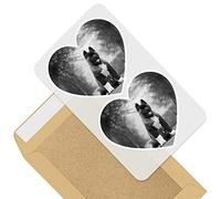 Awesome 2 x Heart Stickers 10 cm - BW - Large American Akita Puppy Dog Fun Decals for Laptops,Tablets,Luggage,Scrap Booking,Fridges #36628