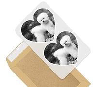 Awesome 2 x Heart Stickers 10 cm - BW - White Bichon Frise Puppy Dog Fun Decals for Laptops,Tablets,Luggage,Scrap Booking,Fridges #36484