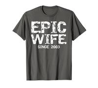 Awesome 21st Wedding Anniversary Idea Epic Wife Since 2003 T-Shirt, Men, Asphalt Grey, 6X-Large