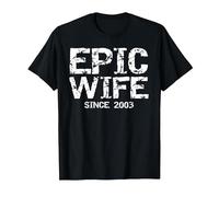 Awesome 21st Wedding Anniversary Idea Epic Wife Since 2003 T-Shirt, Men, Black, 6X-Large