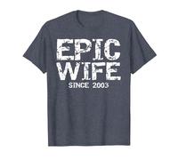 Awesome 21st Wedding Anniversary Idea Epic Wife Since 2003 T-Shirt, Men, Heather Blue, XX-Large